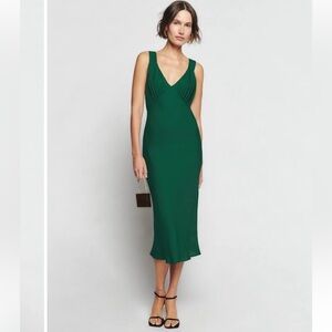Reformation Green Beauden Dress